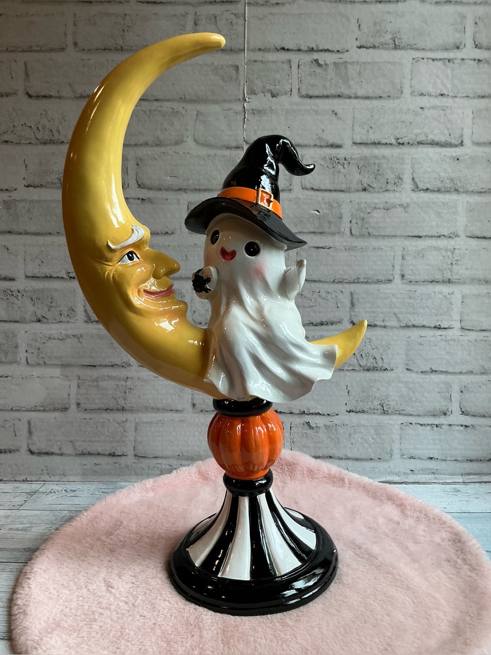 GOBLIN & GHOUL Ghost Sitting On Moon Decor-20”H